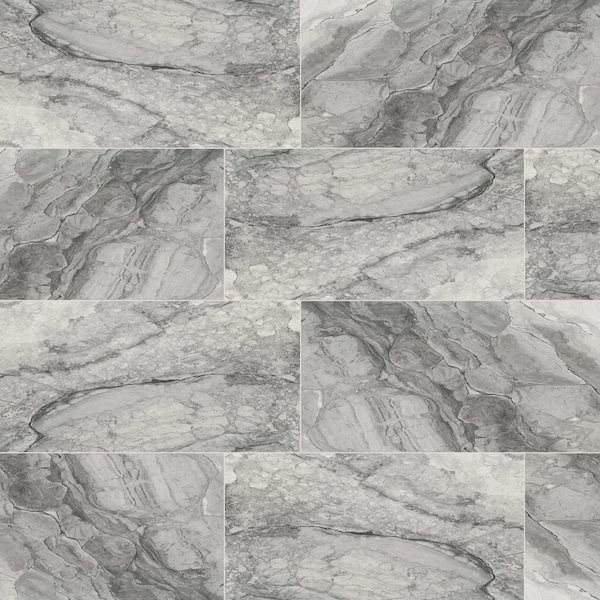 Kaya Onda Gray 12"X24" Polished Porcelain Floor And Wall Tile, 6PK